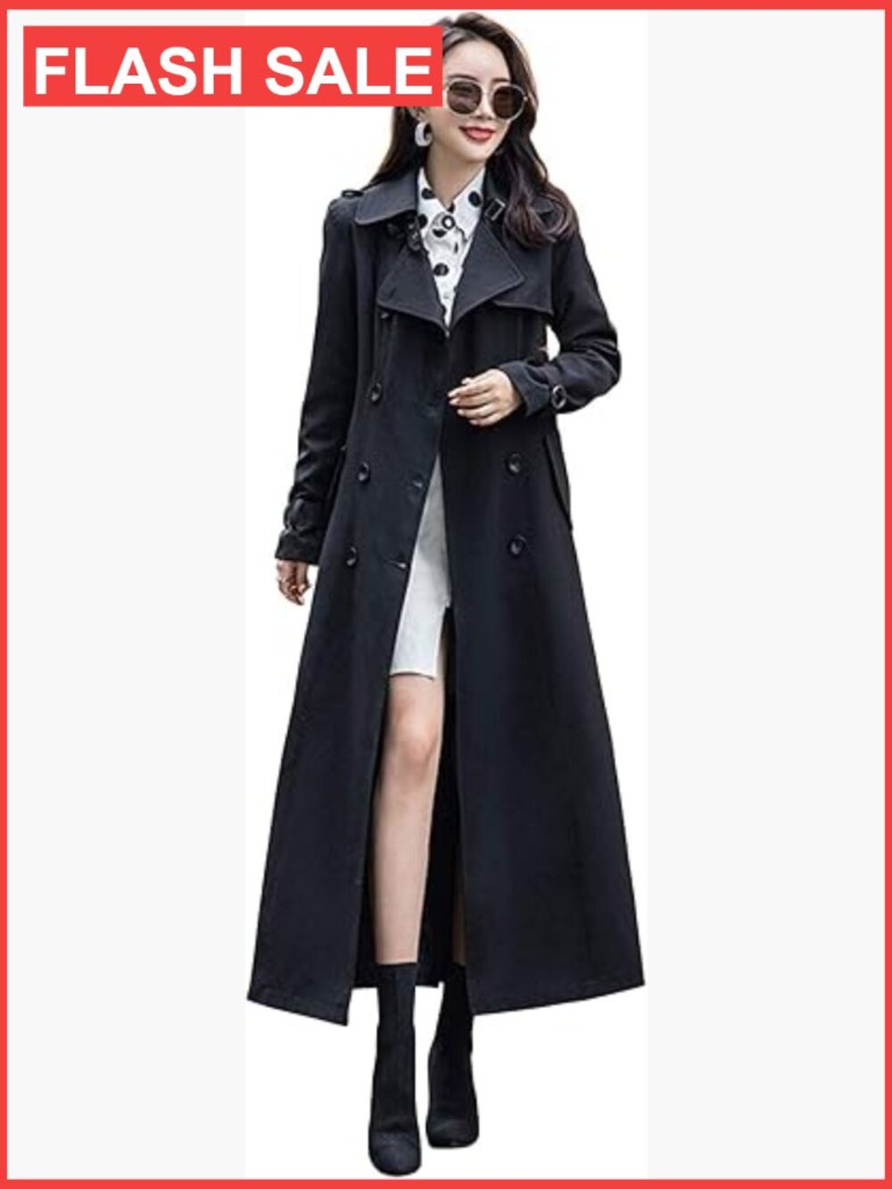Double Breasted Duster Trench Coat Full Length Maxi Overcoat